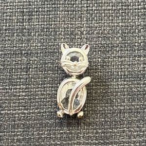Crystal Lucky Cat Pin Kitty Mobile Body AVON Jewelry Statement Lapel Brooch New